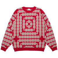 HELLRAZOR x HONDA H BOX CHAIN CREW KNIT - CARDINAL