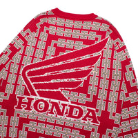 HELLRAZOR x HONDA H BOX CHAIN CREW KNIT - CARDINAL
